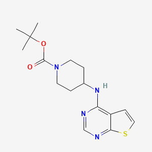 molecular formula C16H22N4O2S B8306730 t-Butyl 4-(thieno[2,3-d]pyrimidin-4-ylamino)piperidine-1-carboxylate 