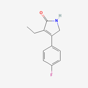 molecular formula C12H12FNO B8306735 3-Ethyl-4-(4-fluorophenyl)-1,5-dihydro-2H-pyrrol-2-one 