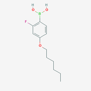 molecular formula C12H18BFO3 B8306741 4-Hexyloxy-2-fluorophenylboronic acid 