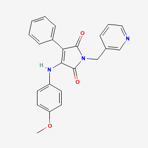 molecular formula C23H19N3O3 B8306773 3-[(4-Methoxyphenyl)amino]-4-phenyl-1-(pyridin-3-ylmethyl)-1H-pyrrole-2,5-dione 