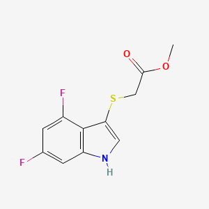 molecular formula C11H9F2NO2S B8306780 Methyl 2-((4,6-difluoro-1H-indol-3-yl)thio)acetate 