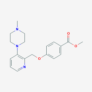 molecular formula C19H23N3O3 B8306827 Methyl 4-((3-(4-methylpiperazin-1-yl)pyridin-2-yl)methoxy)benzoate 
