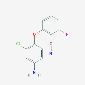 molecular formula C13H8ClFN2O B8306868 2-(4-Amino-2-chlorophenoxy)-6-fluorobenzonitrile 