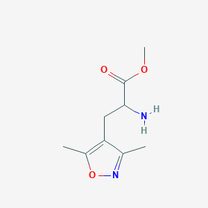 molecular formula C9H14N2O3 B8306898 Methyl 2-amino-3-(3,5-dimethyl-1,2-oxazol-4-yl)propanoate 