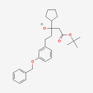 molecular formula C27H36O4 B8306910 Tert-butyl 5-[3-(benzyloxy)phenyl]-3-cyclopentyl-3-hydroxypentanoate 