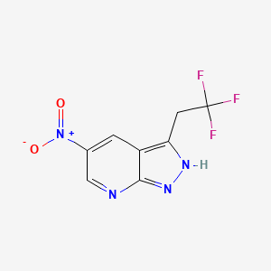 molecular formula C8H5F3N4O2 B8306920 1H-Pyrazolo[3,4-b]pyridine, 5-nitro-3-(2,2,2-trifluoroethyl)- 