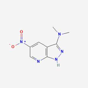 molecular formula C8H9N5O2 B8306933 N,N-dimethyl-5-nitro-1H-pyrazolo[3,4-b]pyridin-3-amine CAS No. 1186608-85-4