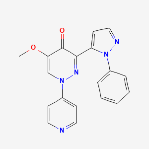 molecular formula C19H15N5O2 B8306941 5-Methoxy-3-(1-phenyl-1H-pyrazol-5-yl)-1-pyridin-4-ylpyridazin-4(1H)-one 