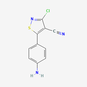 molecular formula C10H6ClN3S B8306952 5-(4-Aminophenyl)-3-chloroisothiazole-4-carbonitrile 