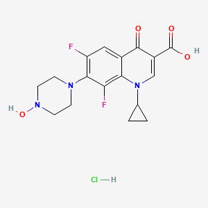 molecular formula C17H18ClF2N3O4 B8307021 3-Quinolinecarboxylic acid, 1,4-dihydro-1-cyclopropyl-6,8-difluoro-7-(4-hydroxy-1-piperazinyl)-4-oxo-, monohydrochloride CAS No. 109142-57-6