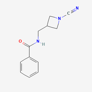 molecular formula C12H13N3O B8307075 3-[(Benzoylamino)methyl]azetidine-1-carbonitrile 