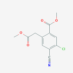 molecular formula C12H10ClNO4 B8307176 Methyl 2-methoxycarbonylmethyl-4-cyano-5-chlorobenzoate 