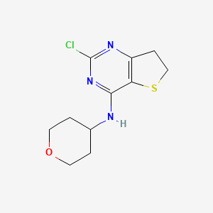 molecular formula C11H14ClN3OS B8307316 (2-Chloro-6,7-dihydrothieno[3,2-d]pyrimidin-4-yl)-(tetrahydropyran-4-yl)-amine 