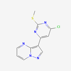 molecular formula C11H8ClN5S B8307340 3-(6-Chloro-2-(methylthio)pyrimidin-4-yl)pyrazolo[1,5-a]pyrimidine 