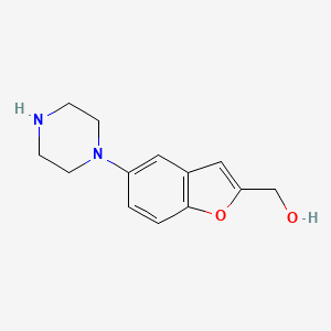 molecular formula C13H16N2O2 B8307396 1-(2-Hydroxymethylbenzofuran-5-yl)piperazine 