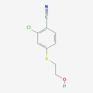 molecular formula C9H8ClNOS B8307666 2-Chloro-4-(2-hydroxyethylthio)benzonitrile 