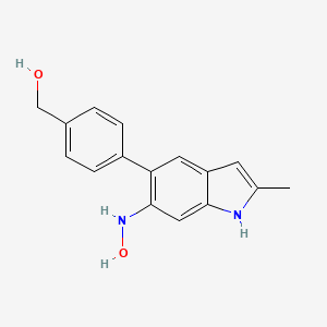 molecular formula C16H16N2O2 B8307716 [4-(6-hydroxyamino-2-methyl-1H-indol-5-yl)-phenyl]-methanol 