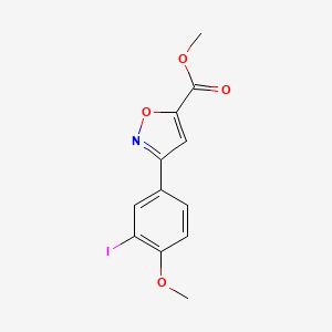 molecular formula C12H10INO4 B8307751 Methyl 3-(3-iodo-4-methoxyphenyl)isoxazole-5-carboxylate 