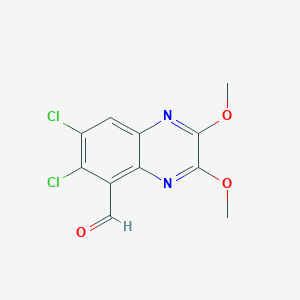 molecular formula C11H8Cl2N2O3 B8307847 6,7-Dichloro-2,3-dimethoxy-5-formylquinoxaline 