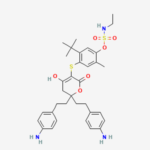 Dimethylsulfamic acid 5-tert-butyl-4-{4-hydroxy-6,6-bis-[2-(4-hydroxyphenyl)ethyl]-2-oxo-5,6-dihydro-2H-pyran-3-ylsulfanyl}-2-methylphenyl ester