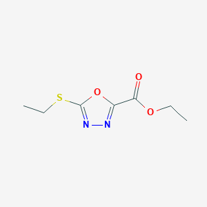molecular formula C7H10N2O3S B8308186 Ethyl 5-ethylthio-1,3,4-oxadiazole-2-carboxylate 