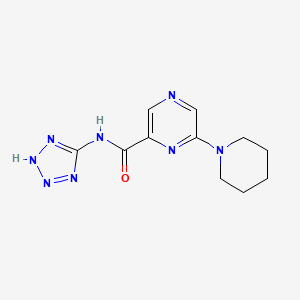 molecular formula C11H14N8O B8308220 6-(1-Piperidinyl)-N-(1H-5-tetrazolyl)pyrazine-2-carboxamide 