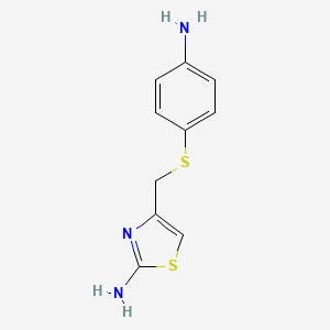 molecular formula C10H11N3S2 B8308272 2-Amino-4-(4-aminophenylthiomethyl)thiazole 