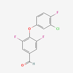 molecular formula C13H6ClF3O2 B8308361 4-(3-Chloro-4-fluorophenoxy)-3,5-difluorobenzaldehyde 