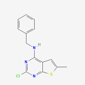 molecular formula C14H12ClN3S B8308506 2-Chloro-6-methyl-4-benzylamino-thieno-[2,3-d]-pyrimidine 