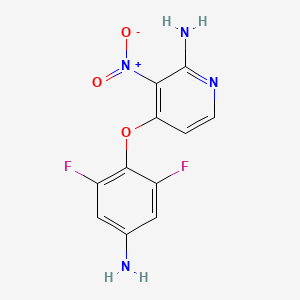 molecular formula C11H8F2N4O3 B8308693 4-(4-Amino-2,6-difluorophenoxy)-3-nitropyridin-2-amine 