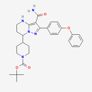 molecular formula C29H35N5O4 B8308744 tert-Butyl 4-(3-carbamoyl-2-(4-phenoxyphenyl)-4,5,6,7-tetrahydropyrazolo[1,5-a]pyrimidin-7-yl)piperidine-1-carboxylate 