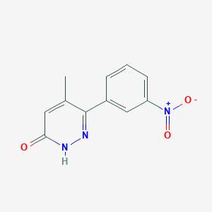 molecular formula C11H9N3O3 B8308761 5-methyl-6-(m-nitrophenyl)-3(2H)-pyridazinone 