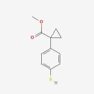 molecular formula C11H12O2S B8308840 Methyl 1-(4-mercaptophenyl)cyclopropane-1-carboxylate 