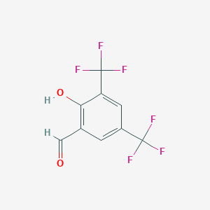 molecular formula C9H4F6O2 B8308883 2-Hydroxy-3,5-bis-trifluoromethylbenzaldehyde 