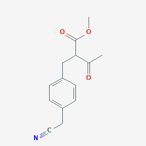 molecular formula C14H15NO3 B8309025 Methyl 2-(4-(cyanomethyl)benzyl)-3-oxobutanoate 