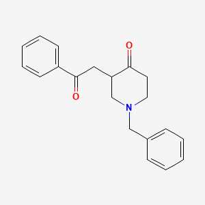 molecular formula C20H21NO2 B8309066 1-Benzyl-3-(2-oxo-2-phenylethyl)-piperidin-4-one 