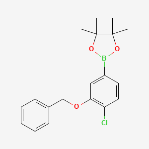 molecular formula C19H22BClO3 B8309270 2-[3-(Benzyloxy)-4-chlorophenyl]-4,4,5,5-tetramethyl-1,3,2-dioxaborolane 