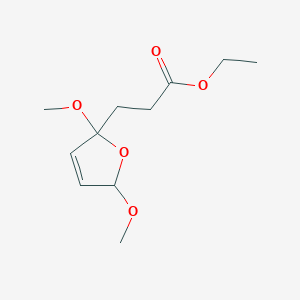 molecular formula C11H18O5 B8309354 2,5-Dihydro-2,5-dimethoxy-2-(2'-carbethoxyethyl)furan 