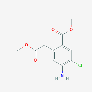 molecular formula C11H12ClNO4 B8309357 Methyl 2-methoxycarbonylmethyl-4-amino-5-chlorobenzoate 
