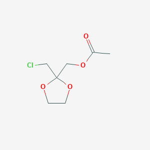 molecular formula C7H11ClO4 B8309369 (2-(Chloromethyl)-1,3-dioxolan-2-yl)methyl acetate 