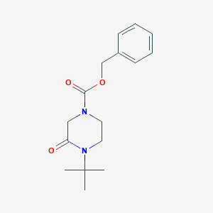 molecular formula C16H22N2O3 B8309487 4-tert-Butyl-3-oxopiperazine-1-carboxylic acid benzyl ester 