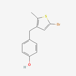 molecular formula C12H11BrOS B8309623 4-((5-Bromo-2-methylthiophen-3-yl)methyl)phenol 