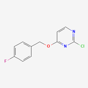 molecular formula C11H8ClFN2O B8309637 2-Chloro-4-(4-fluorobenzyloxy)pyrimidine 