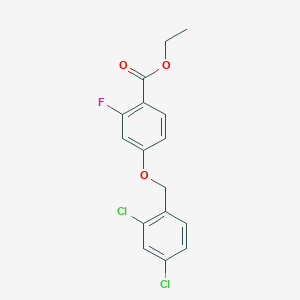 molecular formula C16H13Cl2FO3 B8309648 Ethyl 4-((2,4-dichlorobenzyl)oxy)-2-fluorobenzoate 