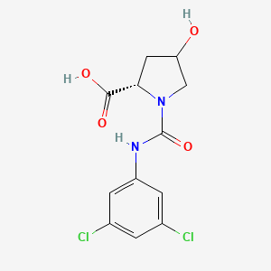 molecular formula C12H12Cl2N2O4 B8309681 1-(3,5-dichloro-phenylcarbamoyl)-4-hydroxy-L-proline 