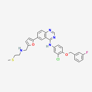 molecular formula C29H26ClFN4O2S B8309738 N-(3-chloro-4-((3-fluorobenzyl)oxy)phenyl)-6-(5-(((2-(methylthio)ethyl)amino)methyl)furan-2-yl)quinazolin-4-amine 