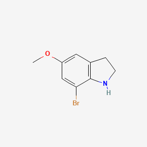 molecular formula C9H10BrNO B8309821 7-Bromo-5-methoxyindoline 