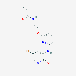 molecular formula C16H19BrN4O3 B8309838 N-(2-(6-(5-bromo-1-methyl-2-oxo-1,2-dihydropyridin-3-ylamino)pyridin-2-yloxy)ethyl)propionamide 