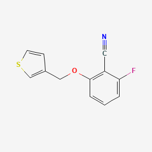 molecular formula C12H8FNOS B8309912 2-Fluoro-6-(thiophen-3-ylmethoxy)benzonitrile 