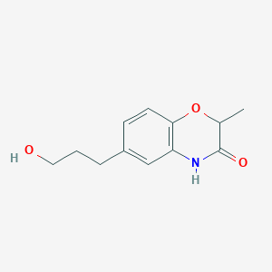 molecular formula C12H15NO3 B8309971 6-(3-Hydroxypropyl)-2-methyl-2H-benzo[b][1,4]oxazin-3(4H)-one 